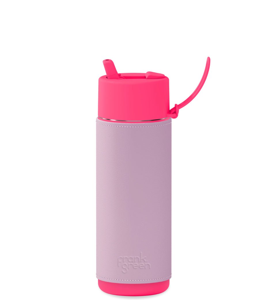 20oz Ceramic Reusable Bottle Neon Pink & Cactus Leather Sleeve Lilac Haze - Sare StoreFrank GreenWater Bottle Lid