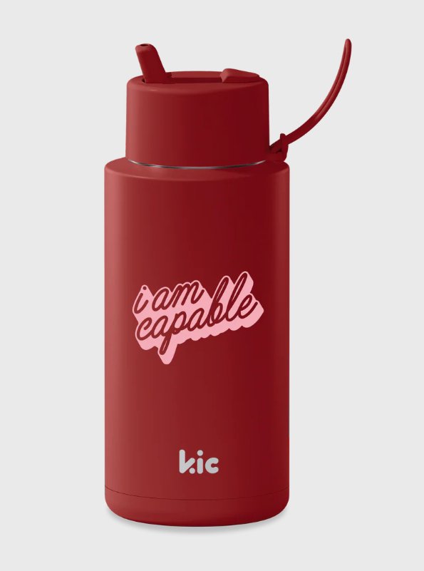 34oz SS Ceramic Reusable Cup - KIC Cherry (Capable) with Push Buttom Lid - Sare StoreFrank GreenWater Bottle Lid