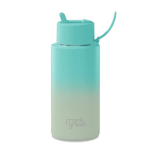 34oz Stainless Steel Gradient Ceramic Reusable Bottle - Bondi Bliss with Flip Straw Lid - Sare StoreFrank GreenWater Bottle Lid