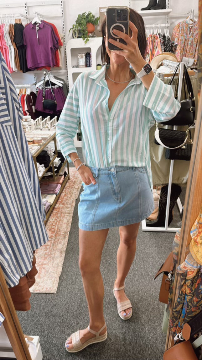 Mya Stripe Shirt - Mint