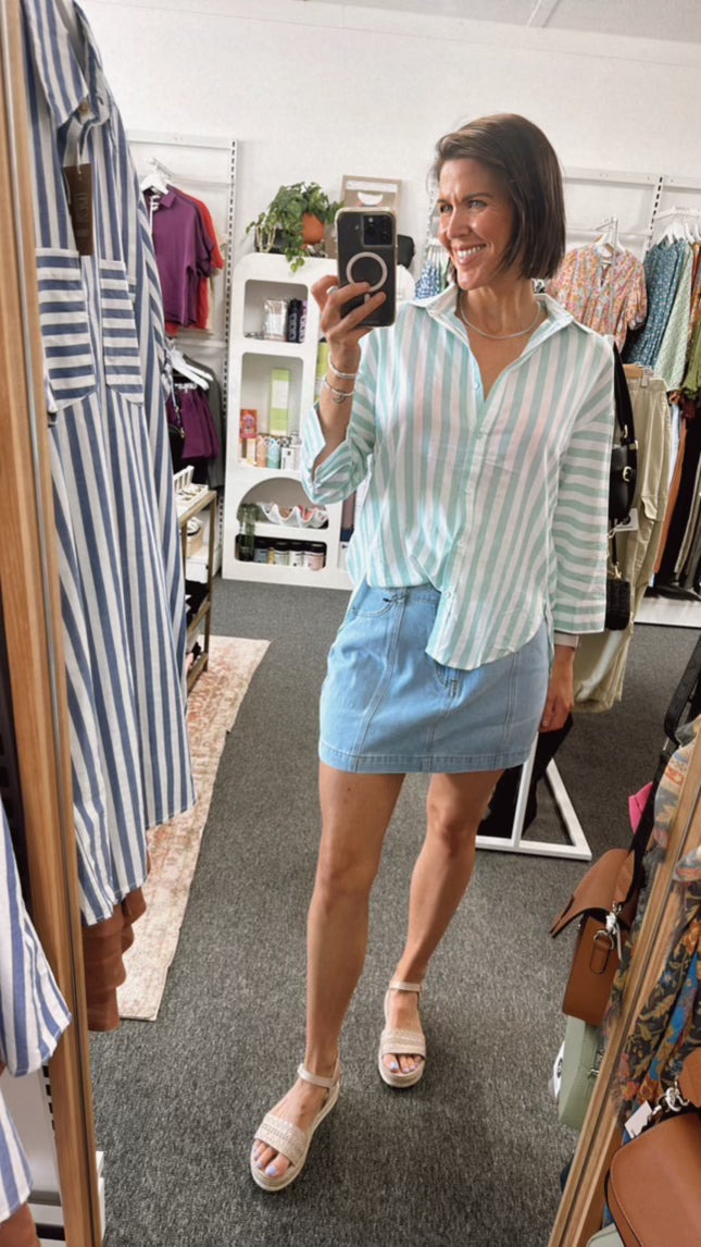 Mya Stripe Shirt - Mint