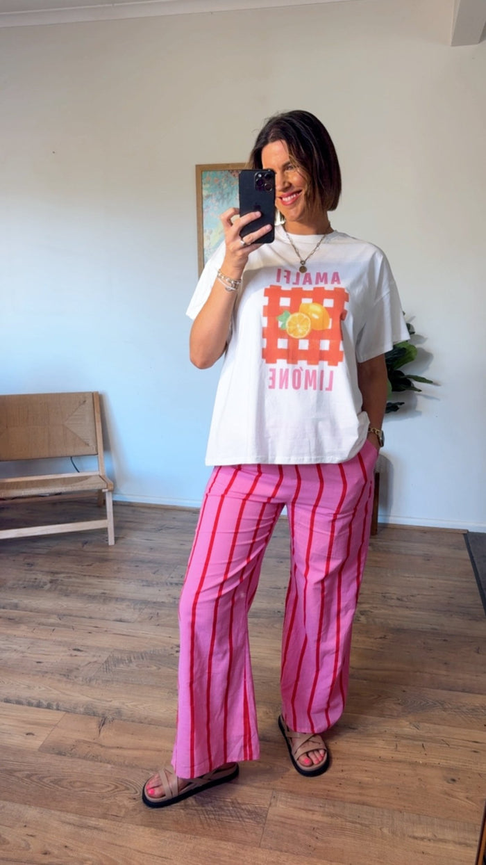 Amalfi Pink/Red Stripe Pants Set - Sare StoreBy FrankieSet