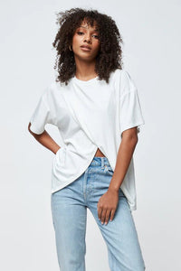 Apero Ivy Ribbed Longline Wrap Tee - White - Sare StoreApero LabelTops