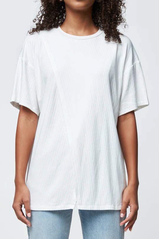 Apero Ivy Ribbed Longline Wrap Tee - White - Sare StoreApero LabelTops