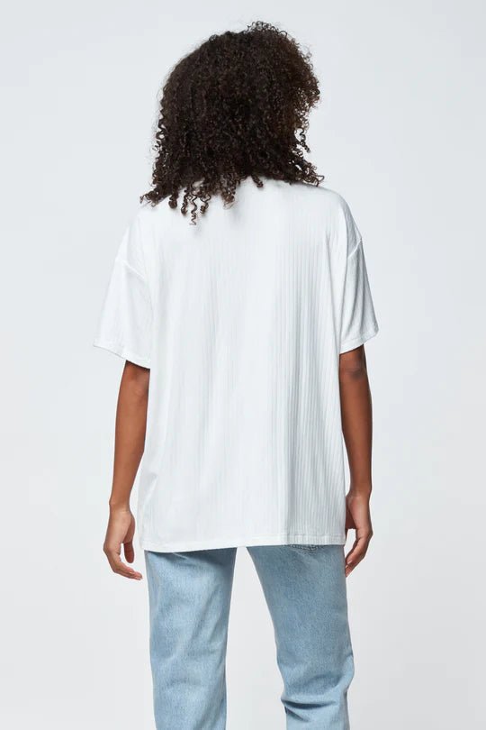 Apero Ivy Ribbed Longline Wrap Tee - White - Sare StoreApero LabelTops