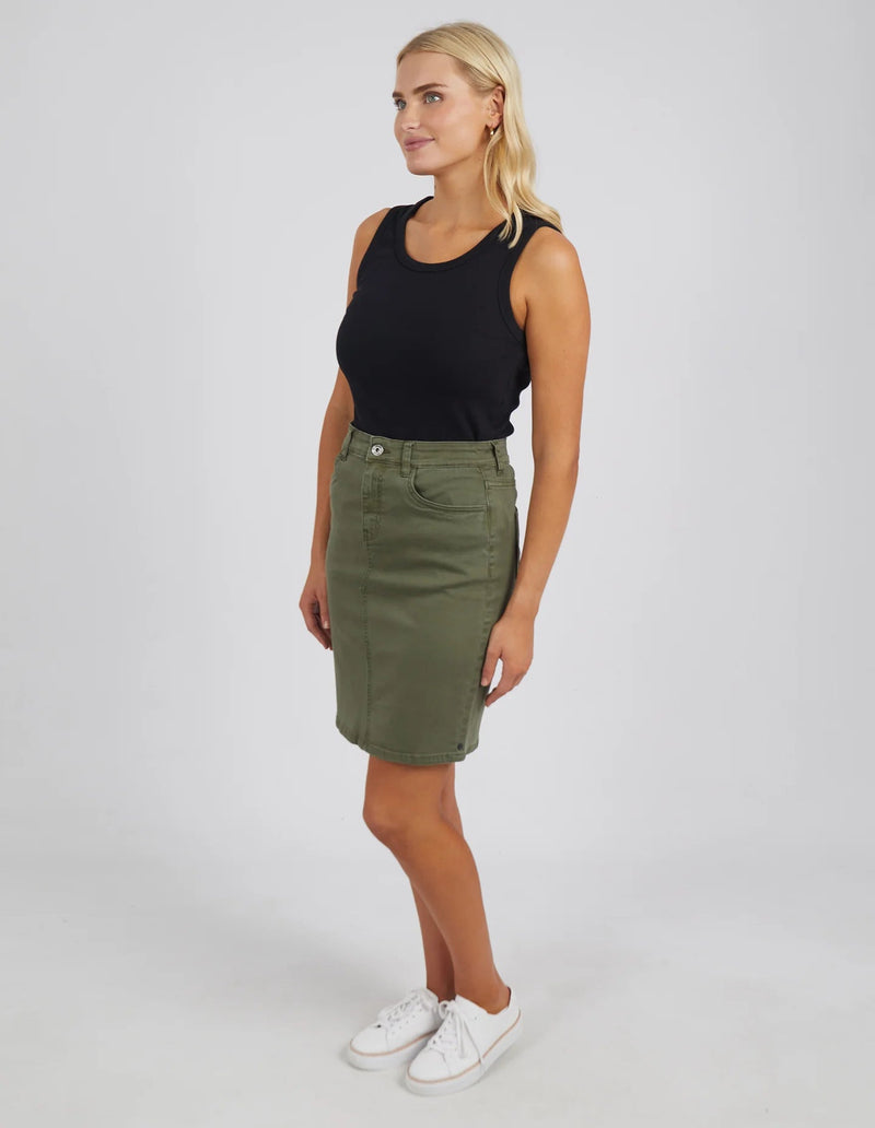 Belle Denim Skirt Washed Khaki - Sare StoreElmSkirt