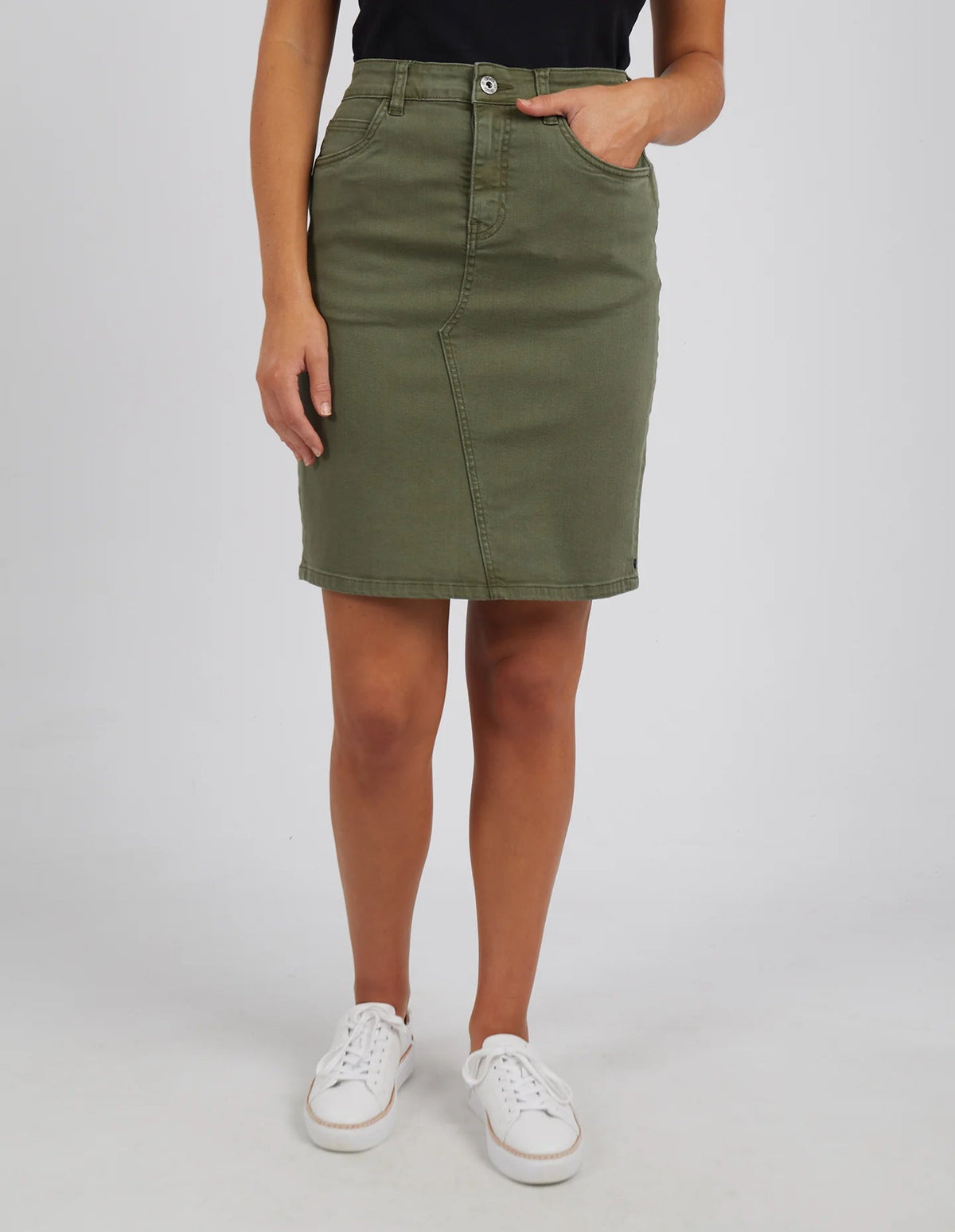 Belle Denim Skirt Washed Khaki - Sare StoreElmSkirt