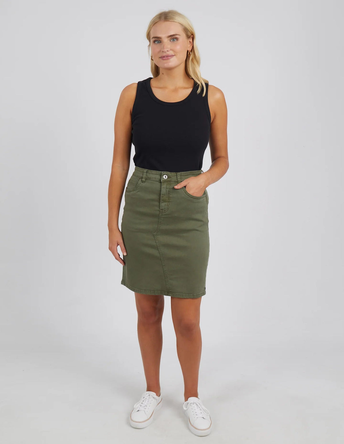 Belle Denim Skirt Washed Khaki - Sare StoreElmSkirt