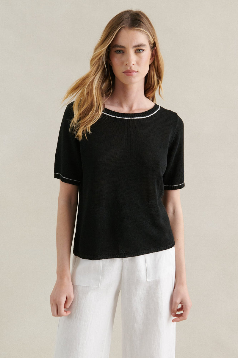 Black Contrast Tee - Sare StoreLittle LiesTops