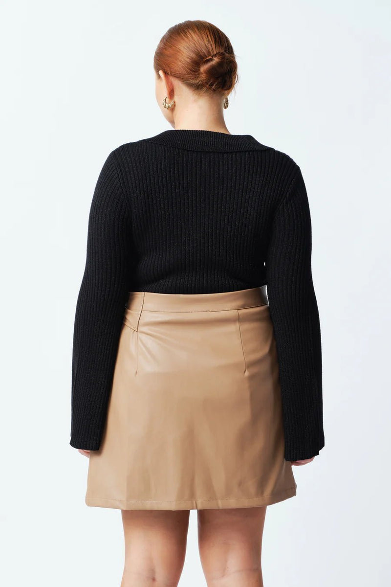 Blake Leather Look Wrap Mini Skirt - Mocha - Sare StoreApero LabelSkirt