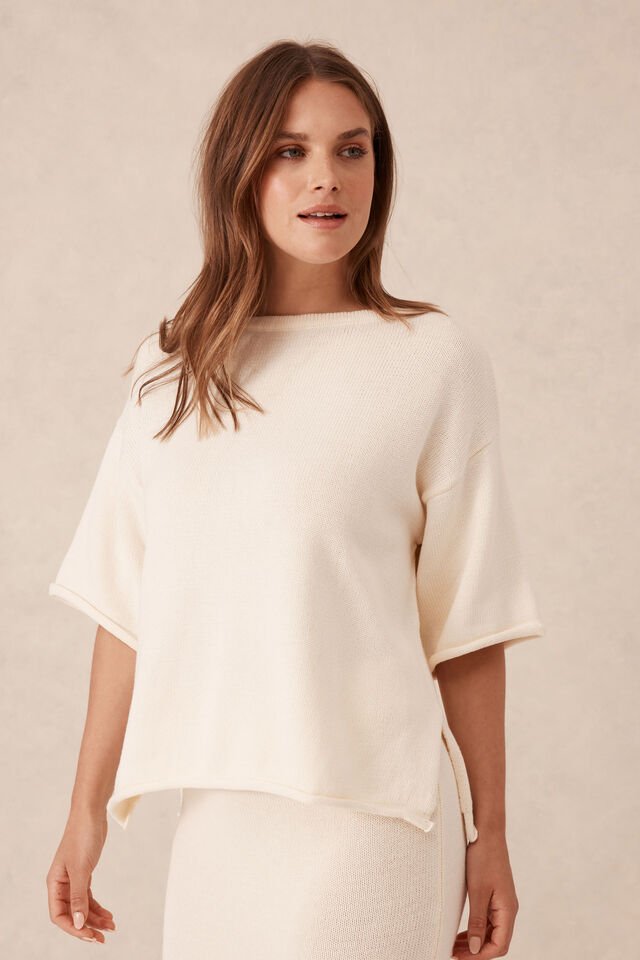 Boxy Knit Tee - Eggshell - Sare StoreCeres LifeTee