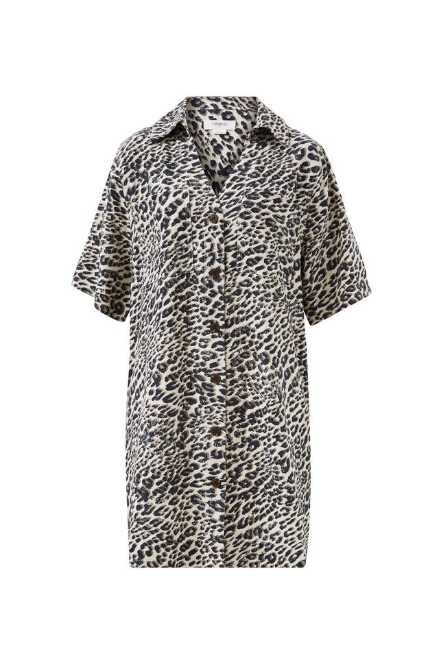 Boxy Shirt Dress - Leopard Linen Blend - Sare StoreCeres LifeDress