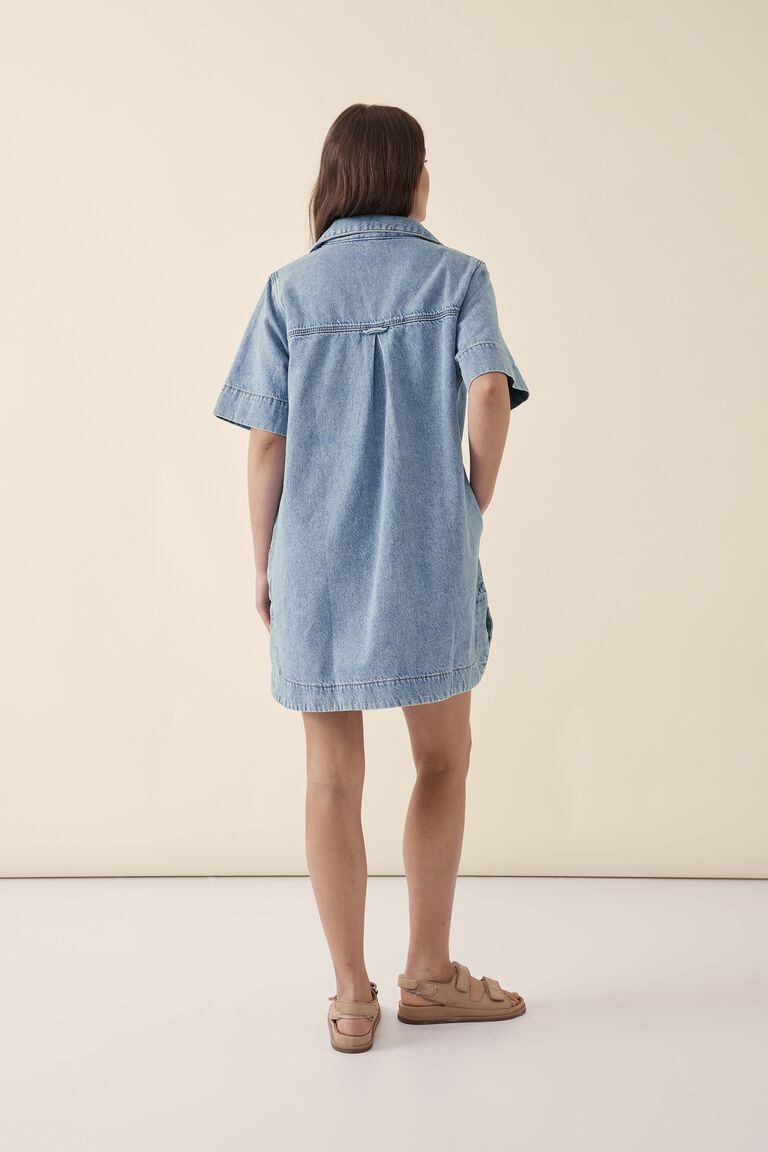 Boxy Shirt Dress - Vintage Blue Denim - Sare StoreCeres LifeDress