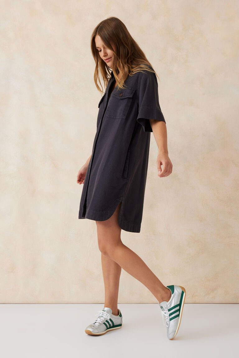 Boxy Shirt Dress - Washed Black Twill - Sare StoreCeres LifeDress