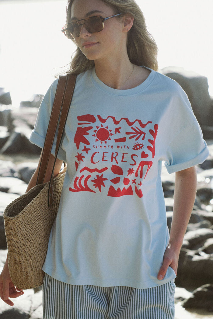 Boyfriend Tee - Cool Blue/ Summer with Ceres - Sare StoreCeres LifeTee