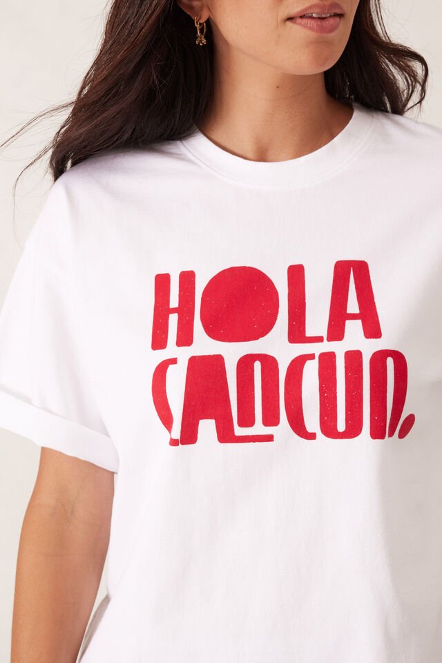 Boyfriend Tee - Hola Cancun Heritage Red - Sare StoreCeres LifeTee