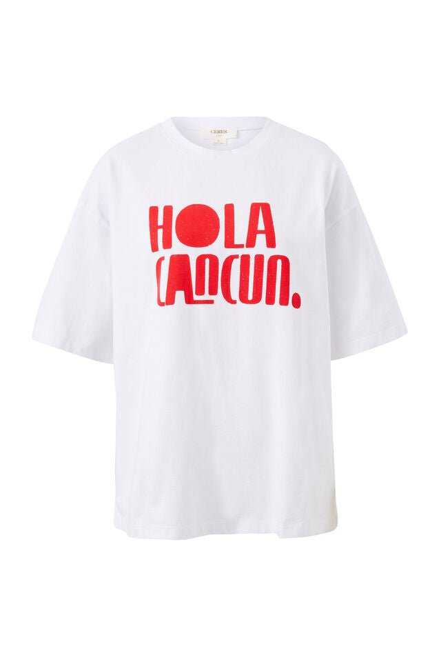 Boyfriend Tee - Hola Cancun Heritage Red - Sare StoreCeres LifeTee