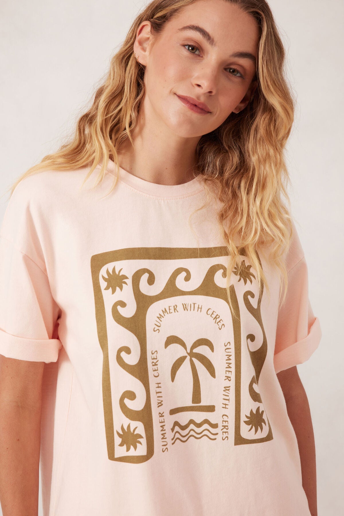 Boyfriend Tee - Shell Pink/Ceres Stars & Waves - Sare StoreCeres LifeTee