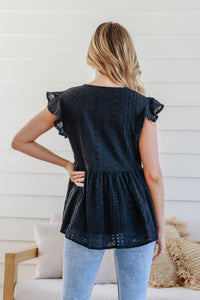 Broderie Button Front Top - Black - Sare StoreSare StoreTops