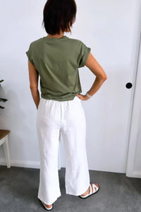 Bronte Linen Pants - White - Sare StoreLittle Lieslinen pants