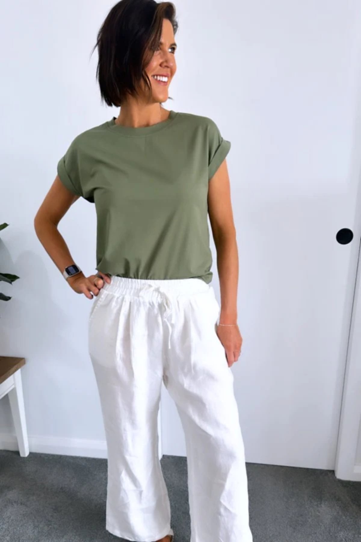 Bronte Linen Pants - White - Sare StoreLittle Lieslinen pants