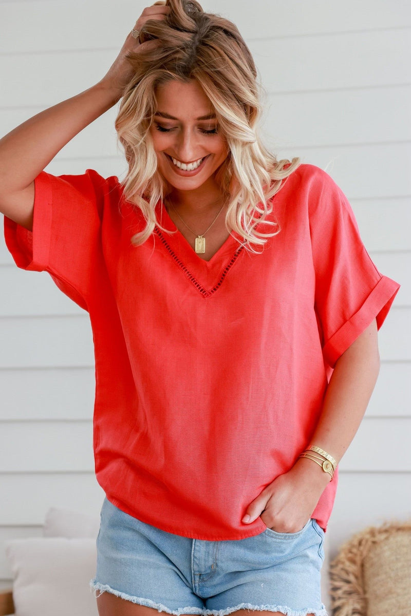 Carnival Linen Top - Watermelon - Sare StoreJoop and GypsyTops