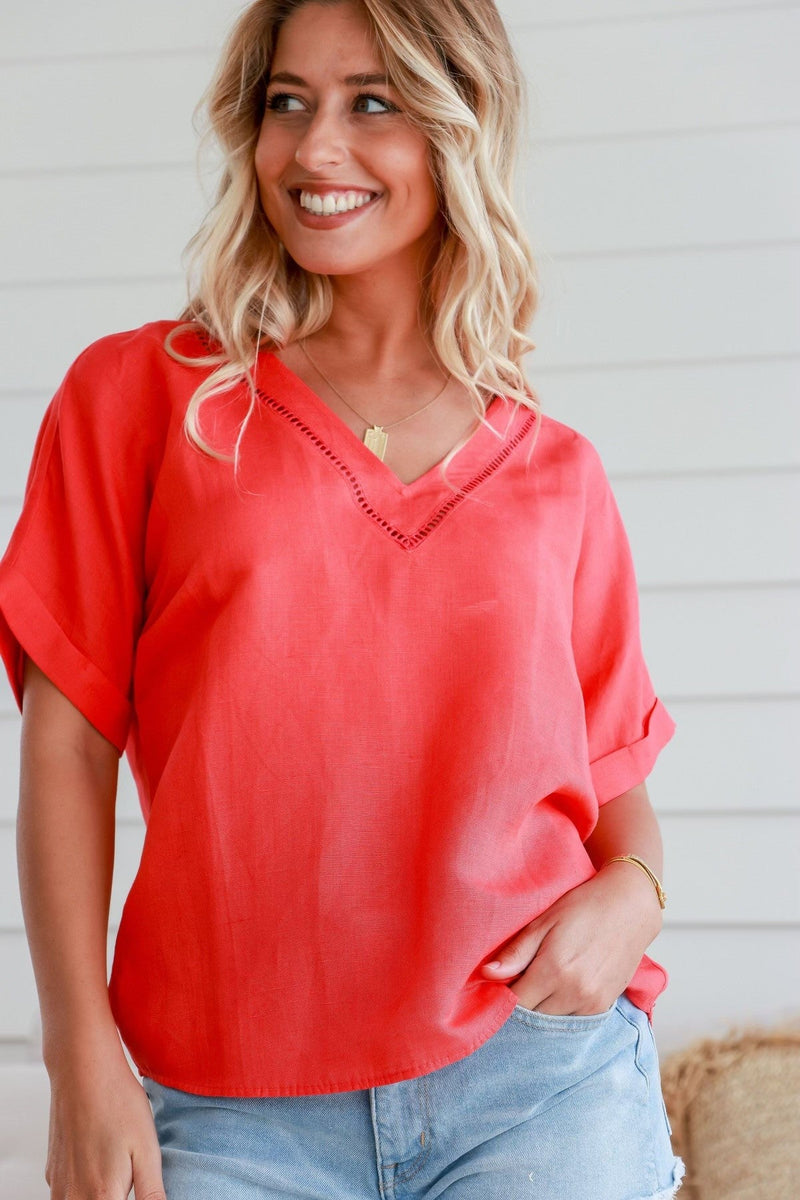 Carnival Linen Top - Watermelon - Sare StoreJoop and GypsyTops