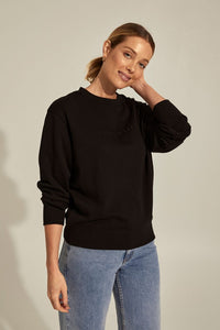 Ceres Life Slim Crew Embroidered Sweat - Black - Sare StoreCeres LifeJumper