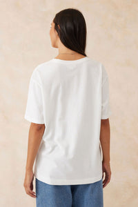 Ceres Life Slouchy Split Hem Tee - Vanilla with Black Monogram Embroidery - Sare StoreCeres LifeT-shirt