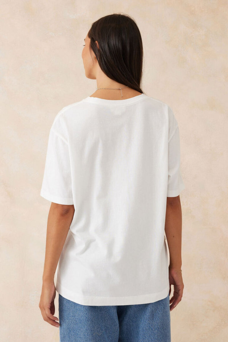 Ceres Life Slouchy Split Hem Tee - Vanilla with Black Monogram Embroidery - Sare StoreCeres LifeT-shirt