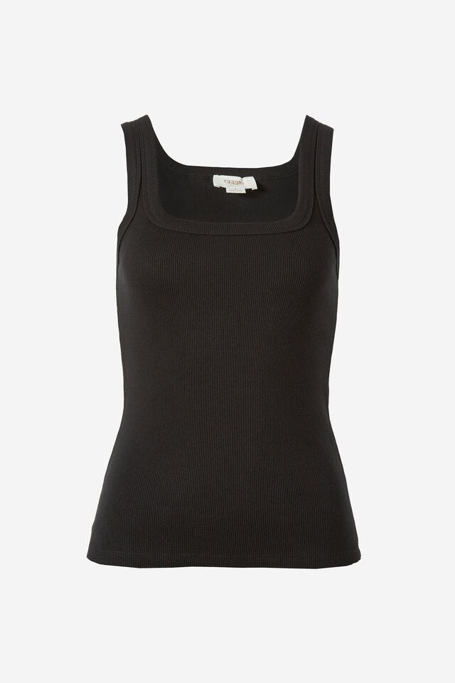 Contour Rib Square Neck Tank - Black - Sare StoreCeres LifeTank