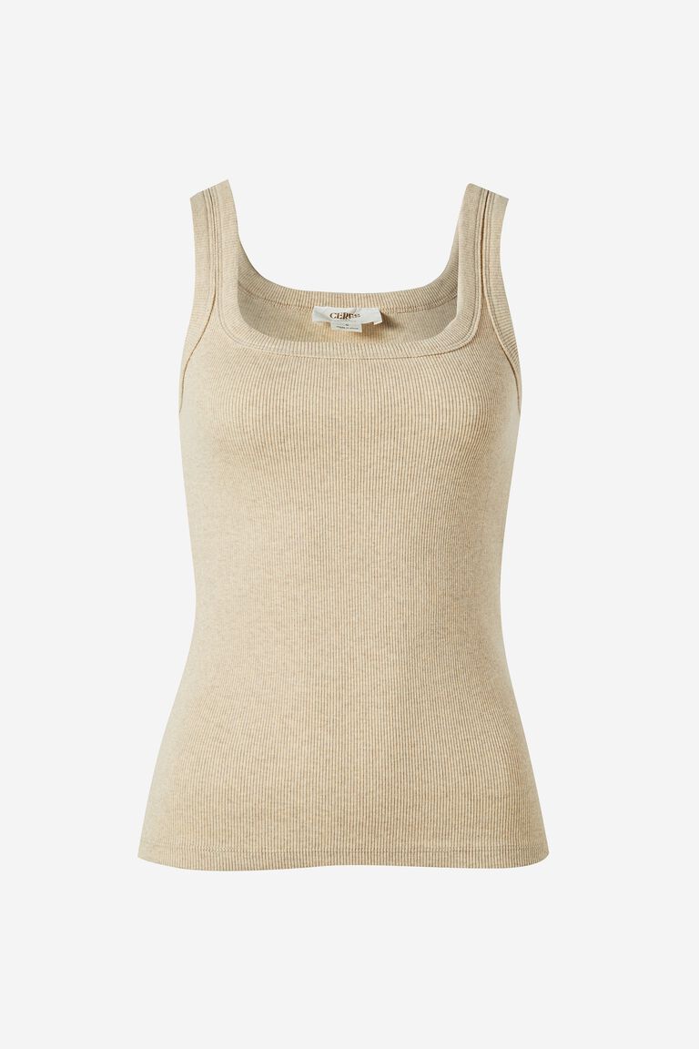 Contour Rib Square Neck Tank - Oatmeal Marle - Sare StoreCeres LifeTank