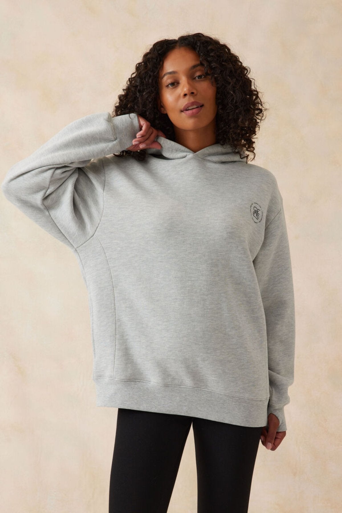 Cosy Oversized Hoodie - Grey Marle Circle Logo - Sare StoreCeres LifeJumper