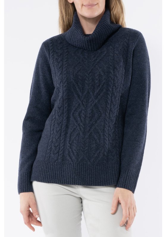 Cowl Neck Cable Pullover - Midnight - Sare StoreJumpKnit