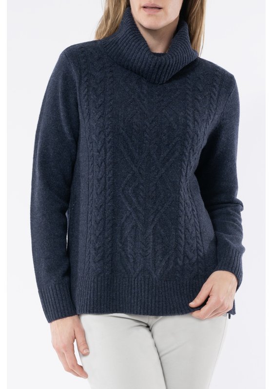 Cowl Neck Cable Pullover - Midnight - Sare StoreJumpKnit