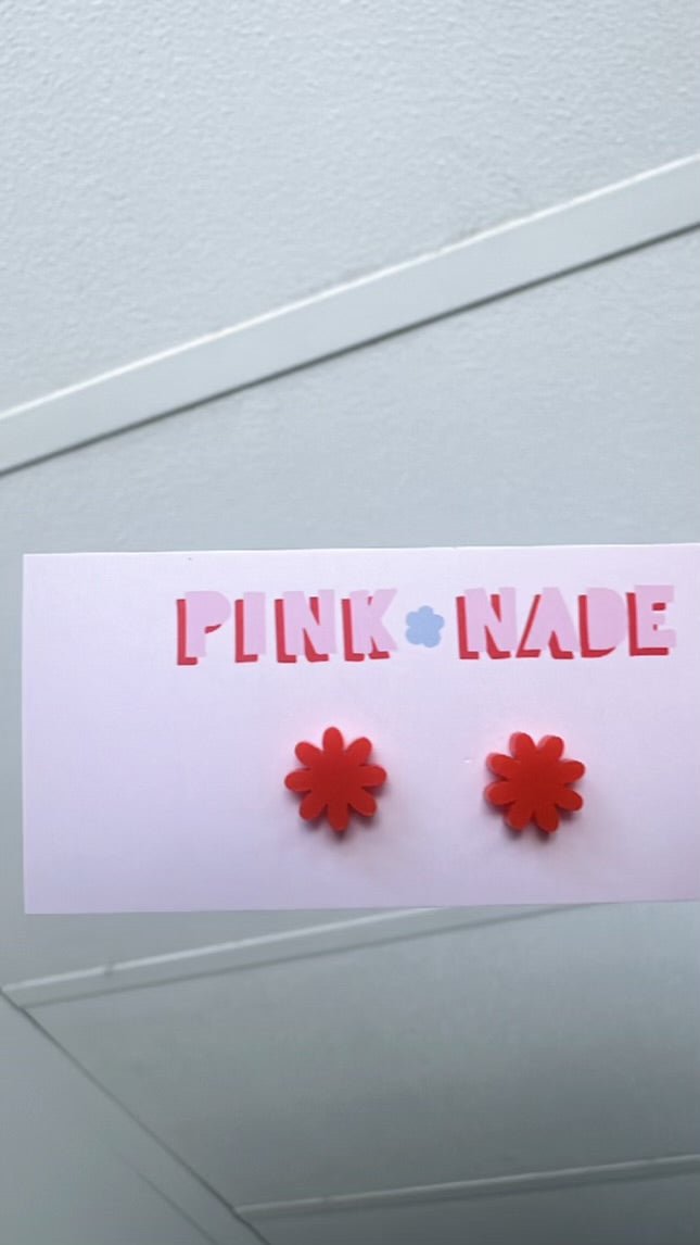 'Daisy' Mini Studs - Red - Sare StorePink NadeEarrings