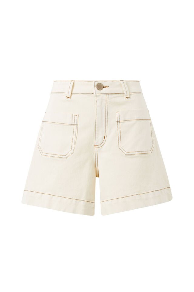 Denim Patch Pocket Short - EggShell - Sare StoreCeres LifeDenim Shorts