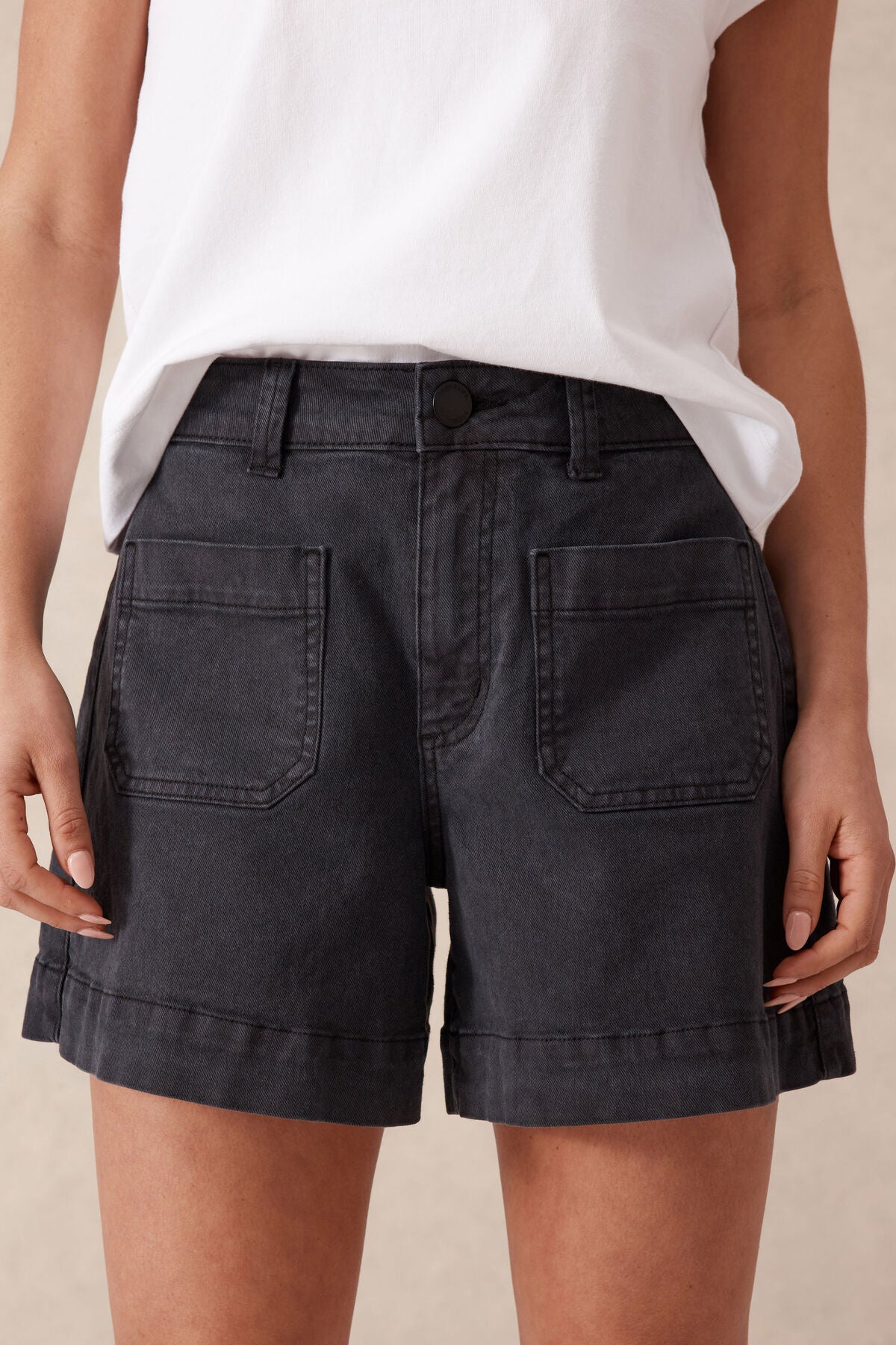 Denim Patch Pocket Short - Washed Black - Sare StoreCeres LifeShorts