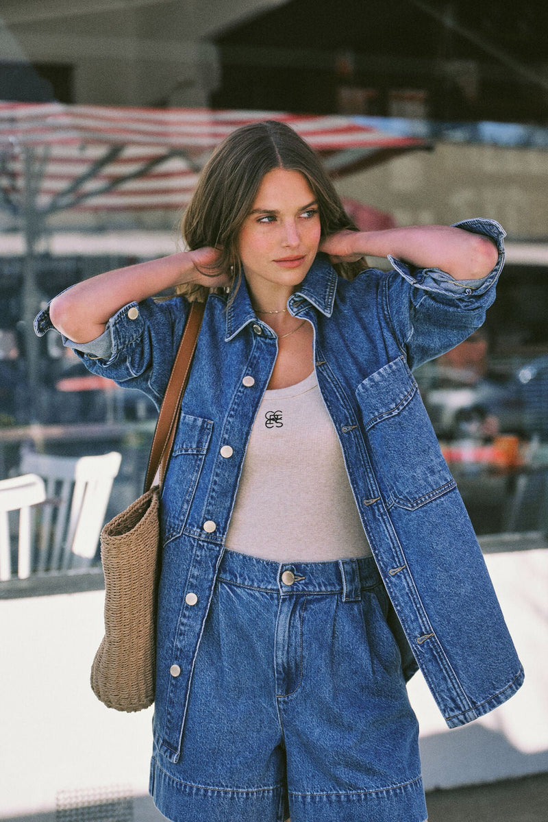 Denim Side Pocket Shacket - Fresh Indigo - Sare StoreCeres LifeJacket