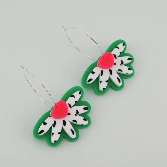 'Ella' Green / Black Spot / Hot Pink Hoops - Sare StorePink NadeEarrings