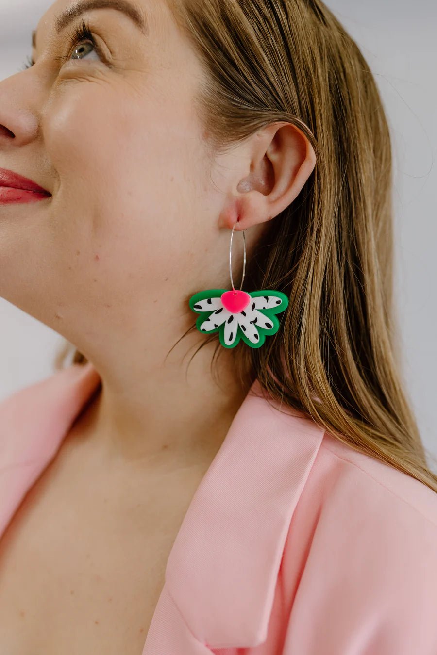 'Ella' Green / Black Spot / Hot Pink Hoops - Sare StorePink NadeEarrings