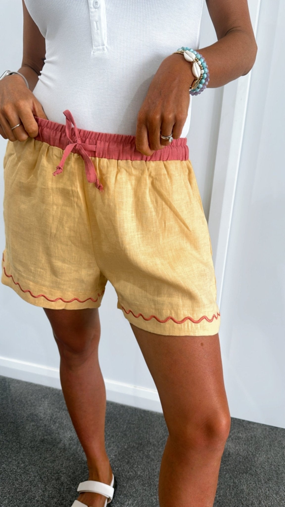 Embroidery Shorts - Butter/Raspberry - Sare StoreLittle LiesShorts
