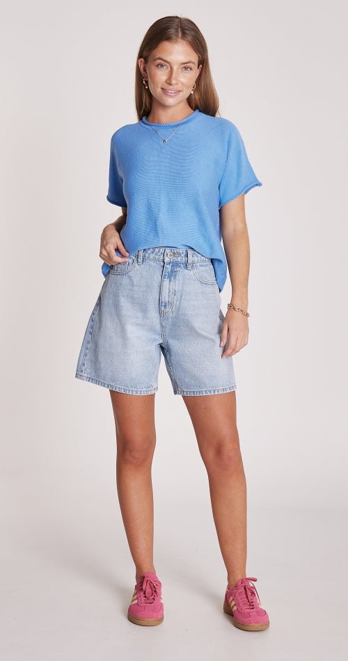 Faye Knitted Tee - Cornflower Blue - Sare StoreFeather and NoiseTee