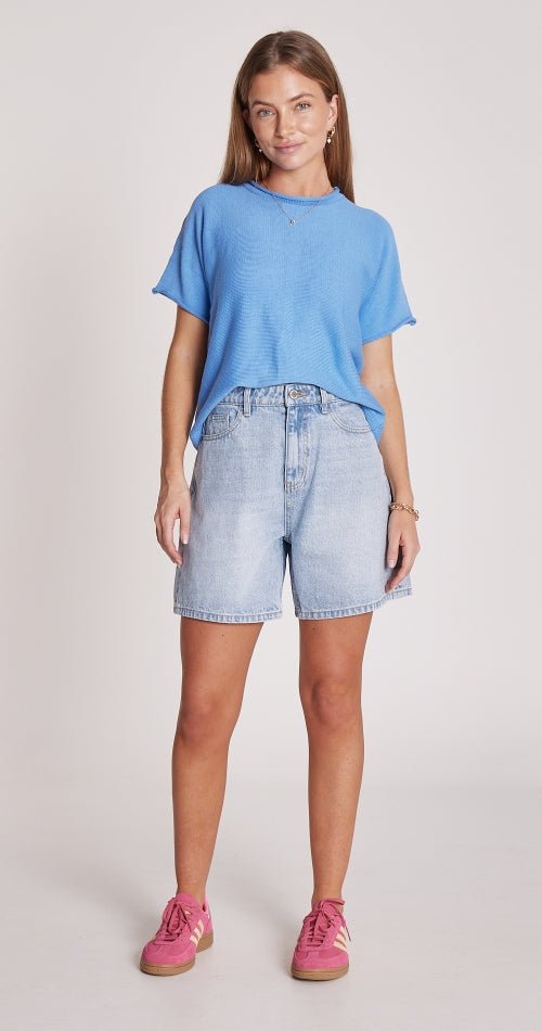 Faye Knitted Tee - Cornflower Blue - Sare StoreFeather and NoiseTee