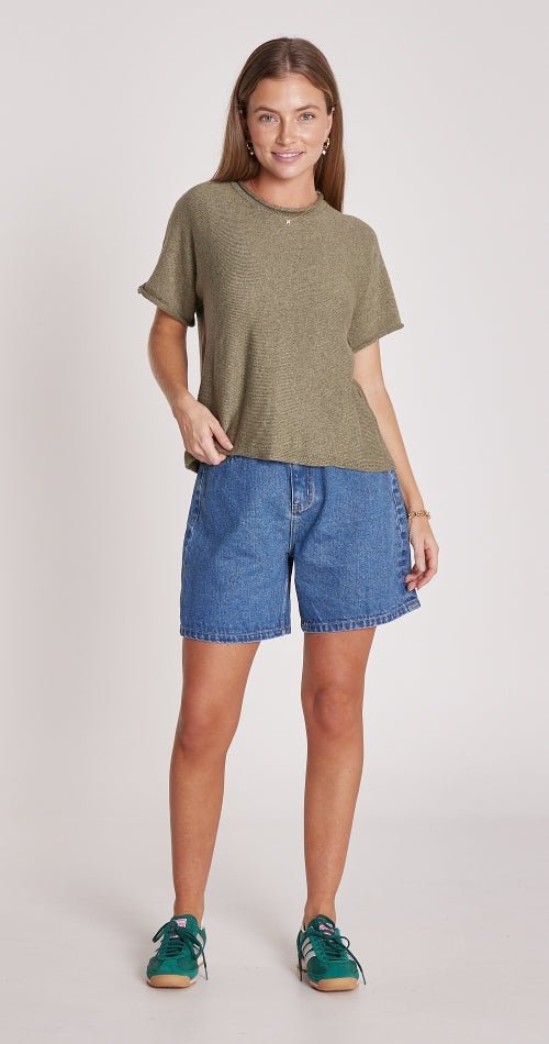 Faye Knitted Tee - Khaki - Sare StoreFeather and NoiseTee