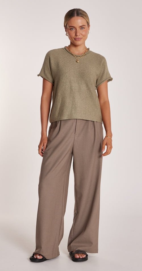 Faye Knitted Tee - Khaki - Sare StoreFeather and NoiseTee