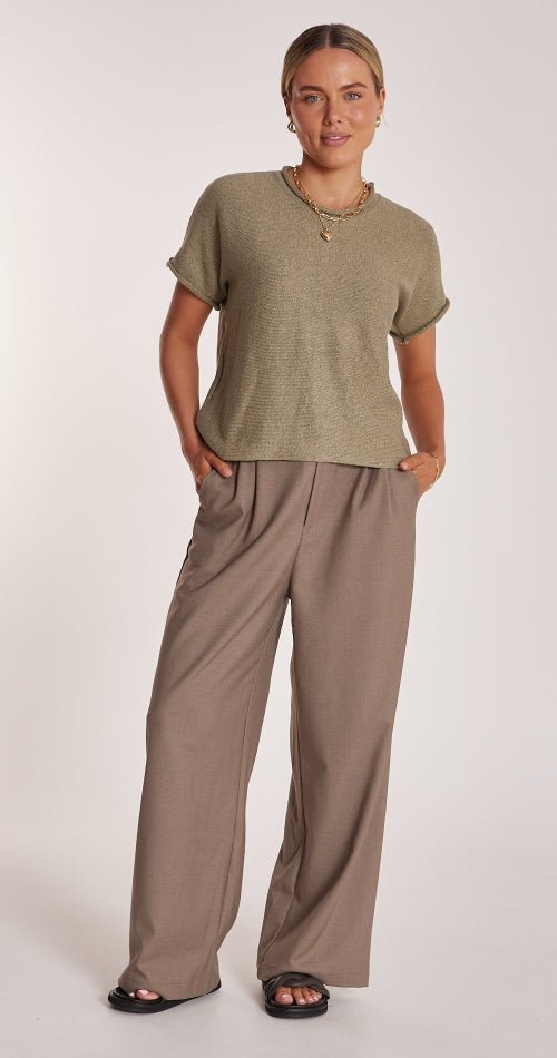 Faye Knitted Tee - Khaki - Sare StoreFeather and NoiseTee