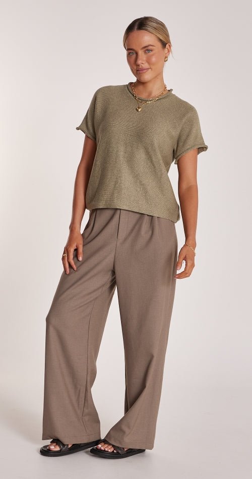 Faye Knitted Tee - Khaki - Sare StoreFeather and NoiseTee