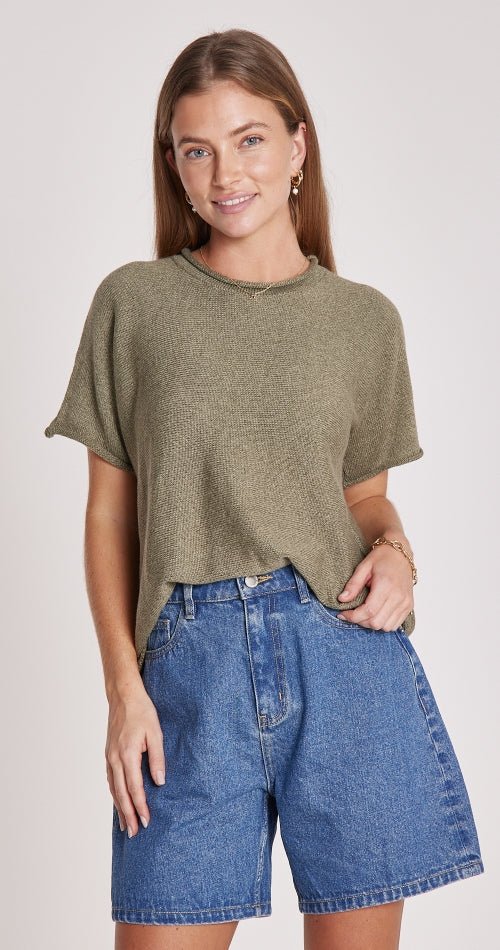 Faye Knitted Tee - Khaki - Sare StoreFeather and NoiseTee