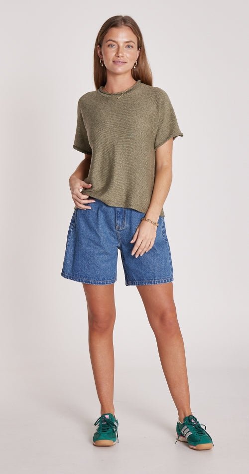 Faye Knitted Tee - Khaki - Sare StoreFeather and NoiseTee